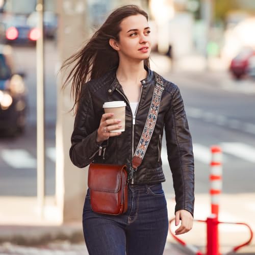 Image of HESHE Small Leather Crossbody Bag for Women RFID Phone Purse with Card Slot | Anti Theft,Genine Leather,Wide Adjustable Strap,Multi-Pocket Fits 6.9 inch Phone Trendy Shoulder Cross Body Bag for Daily,Travel
