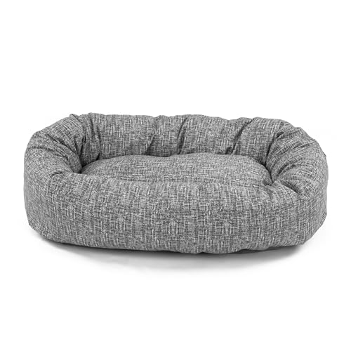 Image of Majestic Pet 32 Inch Bagel Calming Dog Bed Washable - Cozy Soft Round Dog Bed with Spine Support for Dogs to Rest Their Head - Fluffy Donut Puppy Mat 32x23x7 (Inch) Medium - Lt. Black