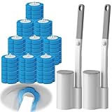 2 Pcs Disposable Toilet Brush, Toilet Wand Kit with 60 Cleaner Refills, Disposable Toilet Cleaning System, Toilet Brush Replacement Head with Handle for Toilet, Bathroom Cleaning, Bathtub, Floor
