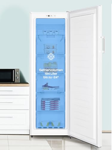 Heinrich´s Gefrierschrank Temperatur:-14°C~-24°C, Freezer, No-Frost Schutz, Gefrierschubladen + Gefrierfach, LED-Display,Airflow, wechselbarer Türanschlag, Alarmfunktion