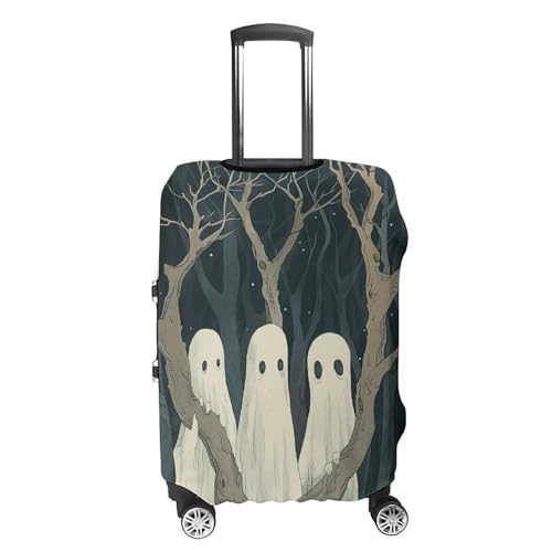 Travel Luggage Cover Suitcase Protector Three White Ghosts Elastic Washable Suitcase Cover Anti-scratch Spandex Baggage Covers Fits 18-32 Inch Luggage4