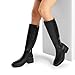 DREAM PAIRS Women's Knee High Boots Square Toe Low Block Heel Casual Comfort Riding Long Boots with Side Zipper,Size 8,Black,DWUMKB2530