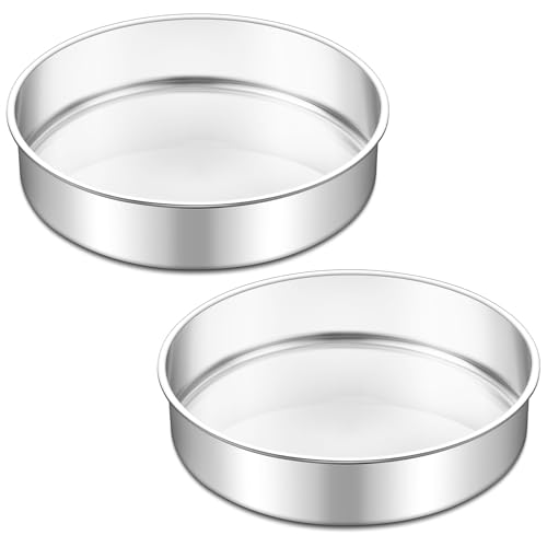 TeamFar 9 Inch Cake Pan Set of 2 Stainless Steel Round Cake Baking Pan