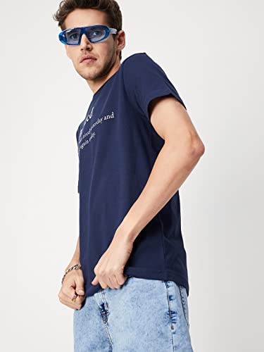 Image of Max Men Regular Fit Typographic Printed Crew Neck T-Shirt