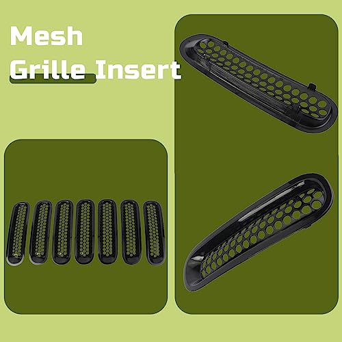 Juedima Grill Inserts - Black Front Mesh Grille Inserts Guard Cover Clip-In Fits For Jeep Wrangler Jk Jku Sport Freedom Unlimited Rubicon Sahara 2007-2017 #TOP5