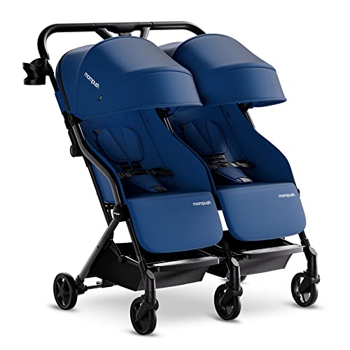 Image of Mompush Lithe Double Stroller, Lightweight Side by Side Stroller for Newborn and Toddler, Easy Fold, Spacious Seats with Recline, UPF50+ Canopy