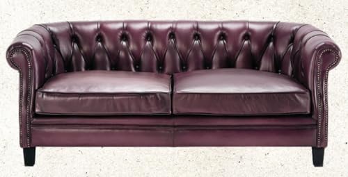 Casa Padrino Chesterfield Canapé de luxe en cuir véritable Violet/noir 160 cm