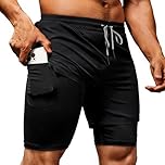 Okdance Mens 2 in 1 Swimming Shorts with Compression Liner, Gym Workout Training Running Shorts with Phone Pocket, Quick Dry Athletic Shorts (UK, Alpha, M, Regular, Regular, Black)