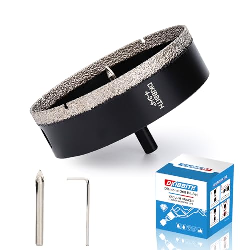 DKIBBITH 4-3/4" Diamond Hole-Saw Bits with Pilot Drill Bit - 4-3/4" Diamond Tipped Tile Hole Saws with Guiding Bit for Porcelain Tile Ceramic Pottery Granite Stone Glass Bottles 120mm.