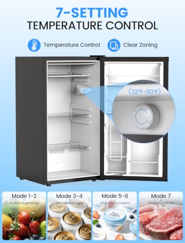Image of COWSAR 3.07 Cu.Ft Mini Fridge with Freezer for Bedroom Office, Black
