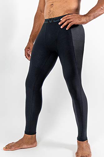 DEVOPS 2 Pack Men's Compression Pants Athletic Leggings with Pocket (Large, Black/Charcoal)
