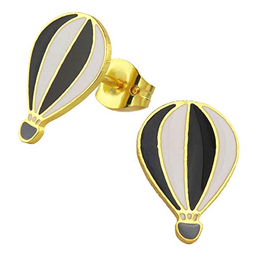Preisvergleich Produktbild Monkimau Mädchen Ohrringe Heißluft Ballon Ohrstecker aus Messing 18k Gold plattiert
