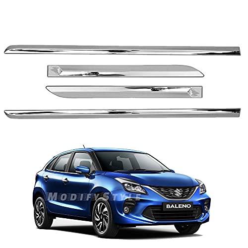 Side Beading/Side Cladding/Door Garnish/Door Protector Chrome Suitable for Maruti Baleno (2019 to Present) Type 2 (Set of 4pcs)