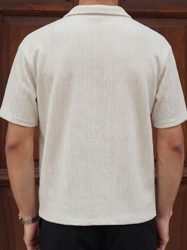 Camiseta masculina de manga corta oversize con rayas, camiseta casual holgada de streetwear con cuello redondo miniatura 6