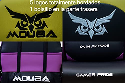 MOUBA Silla Gaming Silla Oficina Sillón Gamer Apoyabrazos 4D Diseño Ergonómico Función de Inclinación Soporta hasta 150 kg Colores (Azul-Negro) Amarillo roja Azul Blanca Purpura Lila (Azul)