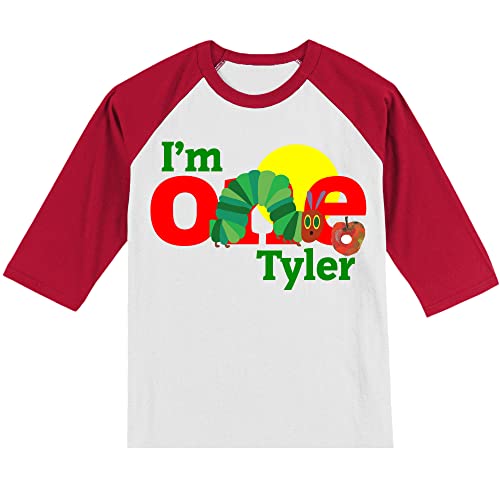 Personalized Caterpillar 1st Birthday Shirt | 1st Birthday Shirt | Handmade Decorated Shirt | Personalized with Name and Age | Unisex 3/4 Sleeve Raglan T-Shirt | #11242