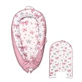 Hooyax Baby Lounger Cover Only, 100% Cotton Newborn Nest Cover, Soft Portable Baby Nest Replacement Cover for Boys Girls, Breathable Infant Lounger Covers, Baby Essential (Bow Flower)