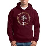 El Desván Nerd Los Anillos poderosos - Sudadera con Capucha Hombre (L, Burdeos)