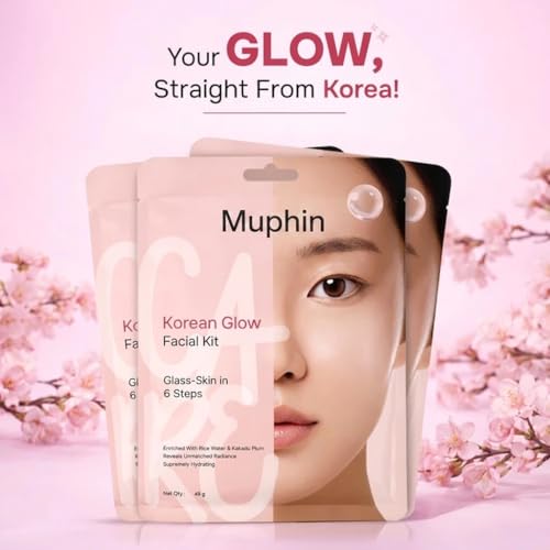 Image of Korean Glow Facial Kit | 6-Steps For Glass-Skin | Adds Instant Radiance | Fades Dark Spots | Clarifies & Nourishes | With Kakadu Plum & Rice | 49g