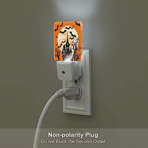 Image of Halloween House Night Moon LED Plug-in Night Lamp 2 Piece Set, Auto Sensor Nightlights Set of 2 for Bedroom Bathroom Decorations