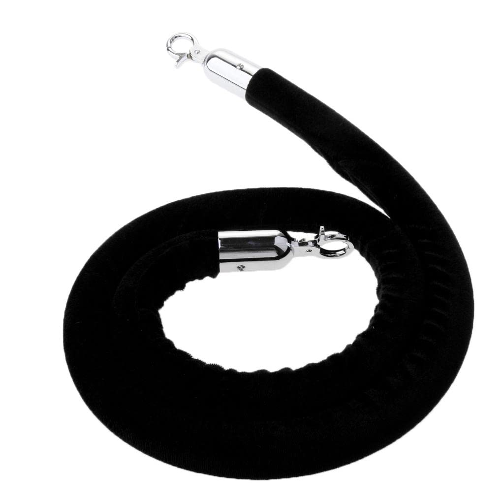 Corde de Barrière Diviseur de Files d'Attente 1.5m Corde Torsadée Cordon Séparation pour Poteaux de Guidage - Noir, 1.5m