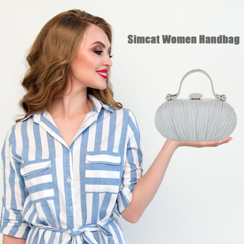 Image of Simcat Women Gold Clutch Purses Glitter Evening Handbag Pleated Evening Bag for Lady Formal Bridal Wedding Prom