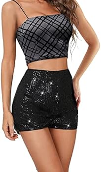 Pailletten Shorts Schwarz Damen Glitzer Hose Kurz Festival Sexy Rave Outfit Glänzend Damen-Shorts mit Pailletten Glänzend Kurze Hotpants Silber Freizeitshorts für Karneval Party Nacht Clubwear
