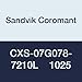 Sandvik Coromant, CXS-07G078-7210L 1025, Carbide CoroTurn XS Solid Carbide Tool for Grooving, Left Hand Cut, Without Coolant, 0 deg Lead Angle