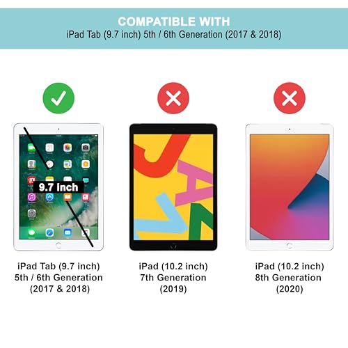 Image of CEDO Tri-Fold for iPad 5 (5th Gen) / iPad 6 (6th Gen) 9.7 in Smart Case Flip Cover with Multi Viewing Angles Stand | Leather Finish | Heat Dissipation | TPU Backcover (Black)