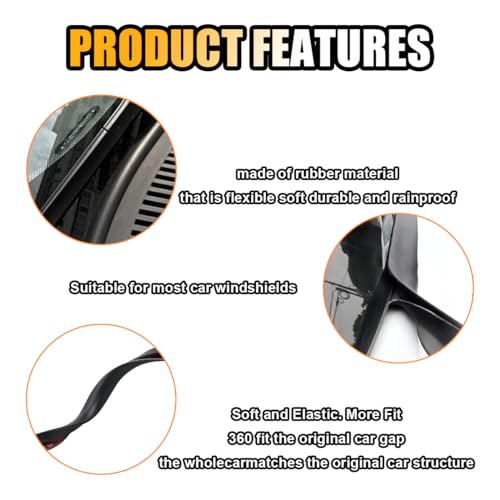 Car Front Windshield Rubber Seal Strip, 1.7M/5.6FT Car Weather Stripping Seal Strip Waterproof and Soundproof Cuttable Windshield Window Door Seal Strip for Cars/Trucks/SUVs (5.6FT)