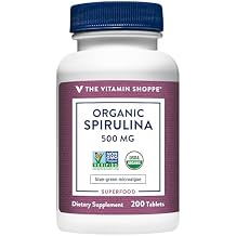 The Vitamin Shoppe Organic Spirulina Blue-Green Microalgae Superfood 500 200 Tablets