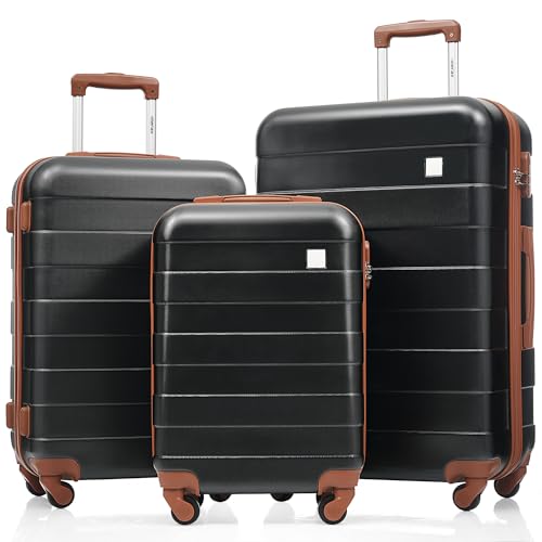 Image of Merax 3 Piece ABS Hardshell Luggage Sets Spinner Wheel Suitcase TSA Lock Suit Case