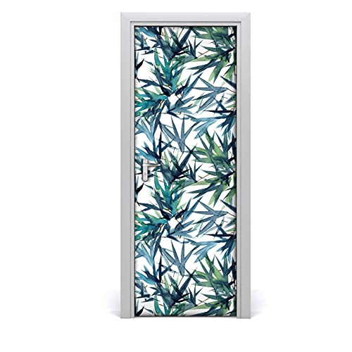 Vinilo para puerta 85x200 cm autoadhesivo impermeable con hojas de palmera turquesa 2