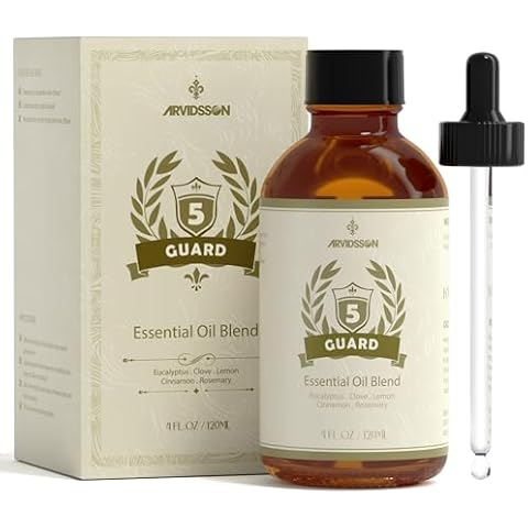 ARVIDSSON Five Guards Essential Oil Blend 4 Fl. Oz (120ml), Thieves Essential Oil, Combination of Clove, Eucalyptus, Lemon, Cinnamon, Rosemary Essential Oils, A Refreshing Experience for Home Cover