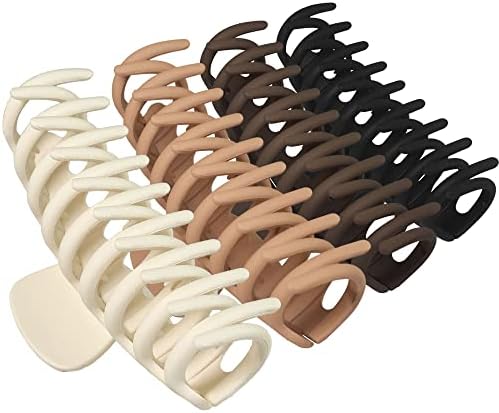 OWIIZI Large Claw Clips for Thick Hair, 4.3" Matte Big Hair Claw Clips Non-Slip Claw Hair Clips Strong Hold Barrette Jumbo Hair Clips for Women Long Thick Hair (4packs)