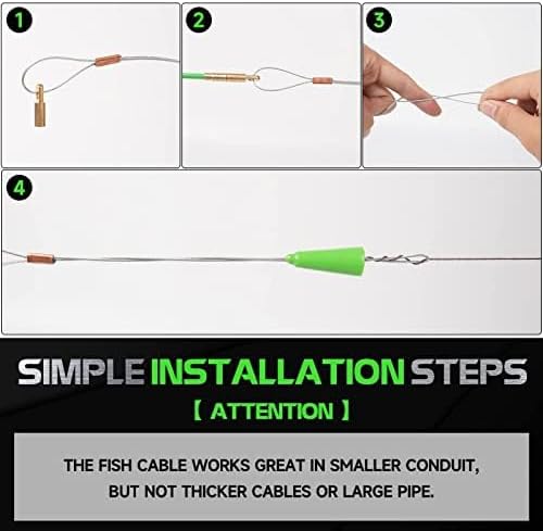 14FT Fiberglass Running Electrical Wire Glow Rods Wire Pulling with 8 Different Attachments, Fish Rods Electrical Kit and Fish Tape Wire Puller thumbnail