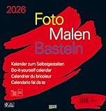 Foto-Malen-Basteln Bastelkalender schwarz groß 2026: Fotokalender zum Selbstgestalten. Do-it-yourself Kalender mit festem Fotokarton. Format: 45,5 x 48 cm