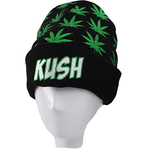 Marijuana/Weed/Leaf Cuff Beanie-Hat Skully - Knit Winter Hat Women Men Green - Image 6