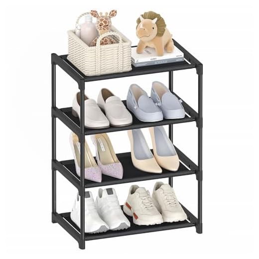 Autonomier 4 Tier Extra Small Shoe Rack (16.3" Wide), Space Saver Shelf
