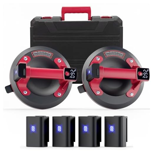 Derro Vacuum Electric Suction Cup Lifter, 4 x 3000mAh USB Charging Batteries, 570lbs Max Load, Heavy Duty with Digital Display. Glass, Mirror, Marble, Granite, Windshields & Tile Tools