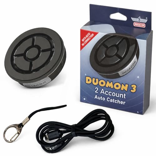 megacom DuoMon3 Unique Auto-Reconnection Hourly, Dual Accounts Pocket Auto Catcher(Redball), IPX7 Waterproof, APP Adj. Lights,Vibration,Sound- Bluetooth 65ft Link, Type-C & Wireless Charging(Black)