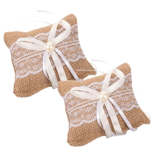 HOLIDYOYO 2pcs Linear Ring Pillow Pillow Ring Boxes for Wedding Wedding Ceremony Supplies