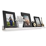 Rustic State Ted 36' Narrow Wall Mount Wood Picture Ledge Photo Frame Display Floating Shelf for Living Room, Kitchen, Bedroom, Bathroom, Office Décor Storage - Washed White