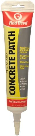 Red Devil 0645 Pre-Mixed Concrete Patch, 5.5 Oz Squeeze Tube, Pack of 1, Gray, 5 Fl Oz