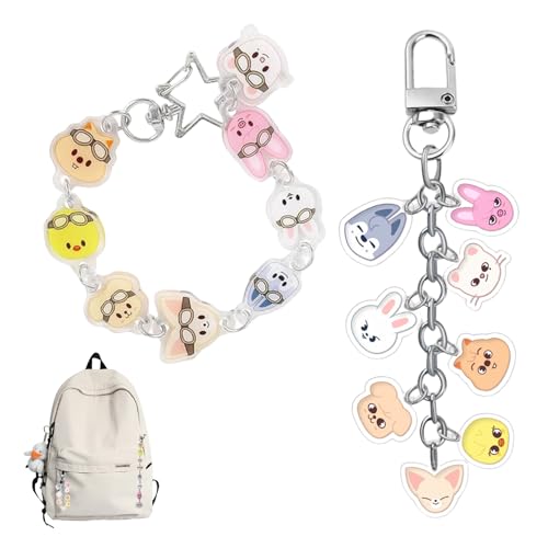 STRAY KIDS Schlüsselanhänger SKZOO Keychain stray Kids Keychain stray Kids Merch skzoo schlüsselanhänger Set für Kinder Rucksack Tasche Zubehör Cute Acryl-Schlüsselanhänger-Set für skzoo Fanartikel