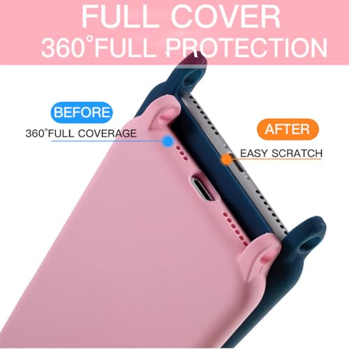 Coque silicone liquide iPhone 13 rose protégeant des chutes avec cordon amovible - 4