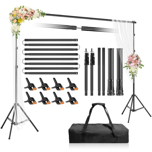 Qoolfoto Backdrop Stand 10x7ft(WxH), Photo Studio Adjustable Background Stand Support