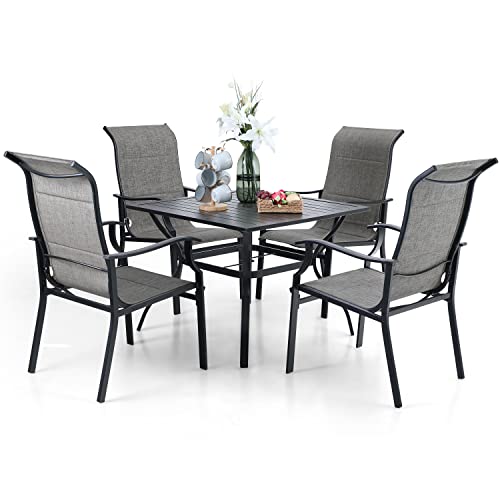 MFSTUDIO Gartenmöbel Set 4 Stühle mit Tisch, Quadratischer...