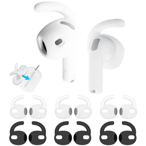 COYUN 6 pares de almohadillas para AirPods 3 ganchos deportivos de silicona antideslizantes de repuesto compatibles con Apple AirPods 3