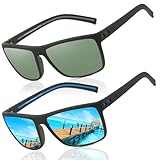 Perfectmiaoxuan Gafas de sol Piloto polarizadas hombre y mujer Verano Vacaciones futuristas Pesca Conducción TR90 marco Protección UV cuadrado gafas de sol Sunglasses